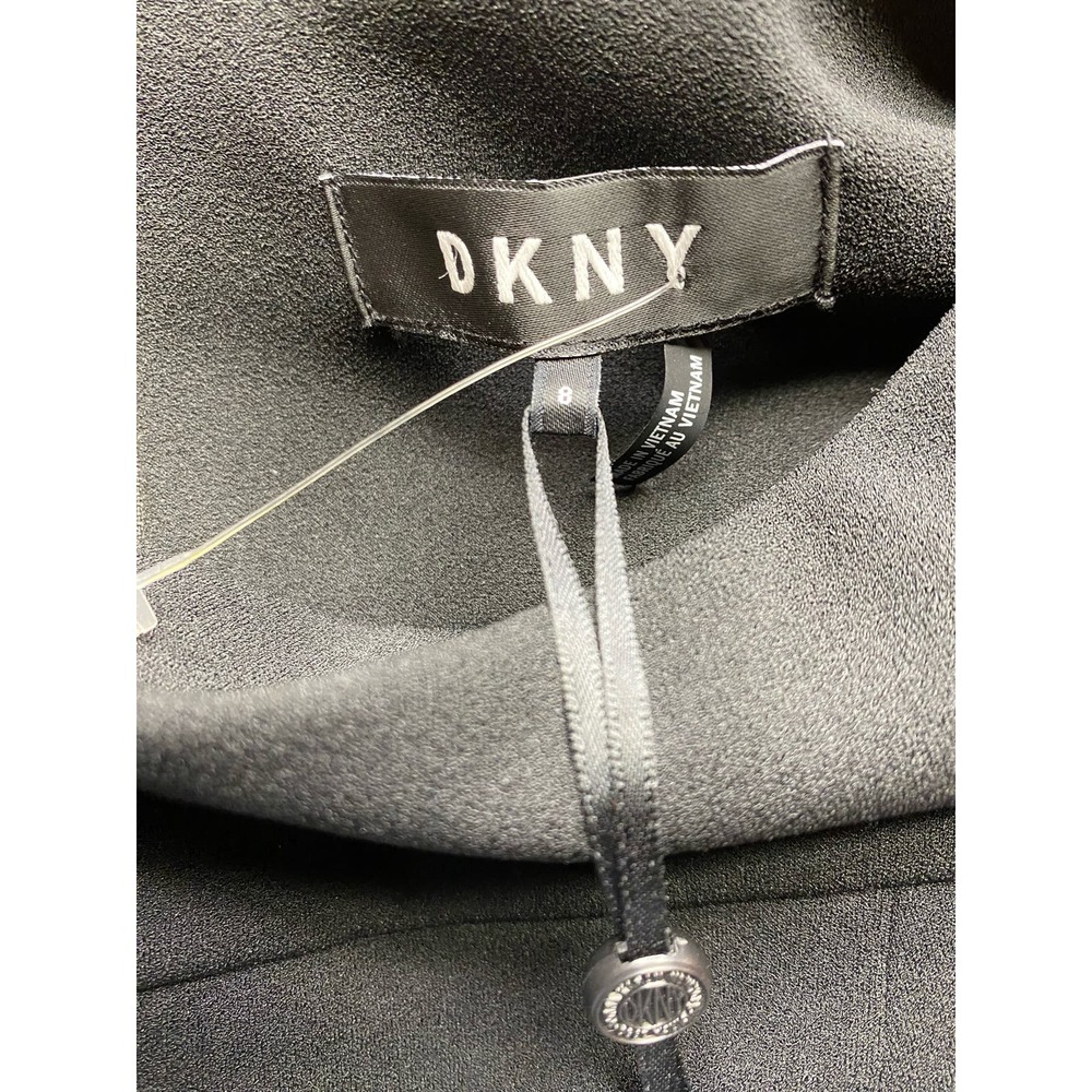 NWT DKNY Sheath Dress 8 Black Cap Sleeve Work Zip Knee Length Office Business - Picture 5 of 6